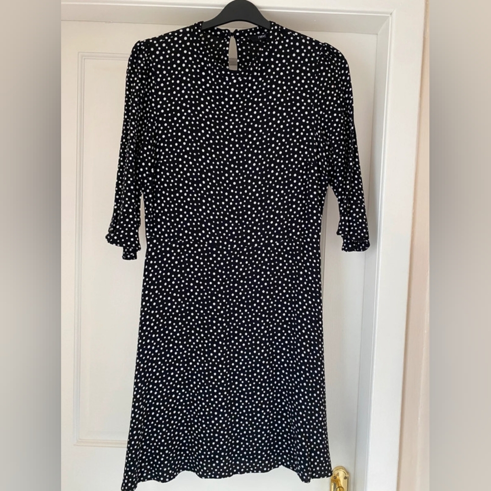 Black and White Long Sleeve Dress